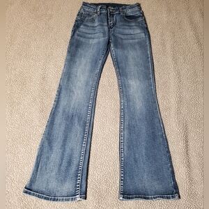 Shein High Waist Mom Boot Cut Jeans Med. Blue Wash Women Sz. S 4 (26"w X 29.5"l)